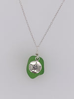 Sea glass and sand dollar sterling silver  necklace