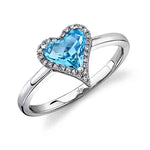 Diamond And Blue Topaz Heart Ring