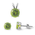 sterling silver peridot cz earring and pendant set