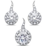 sterling silver clear cz earring and pendant set