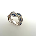 Sapphire and Diamonds Leaves Ring