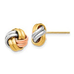 14K with Rose and White Rhodium Post Earrings