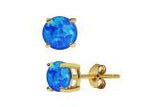 opal blue lab sterling silver/gold plated stud earrings