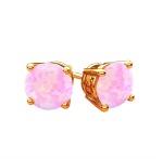 opal pink lab sterling silver stud earring