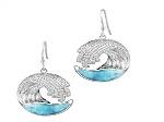 larimar sterling silver wave earrings/clear cz