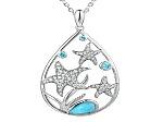 larimar/clear cz sterling silver pendent