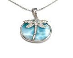 larimar sterling silver dragonfly pendent