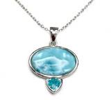 larimar/ blue topaz sterling silver pendent