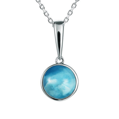 sterling silver larimar circle pendant