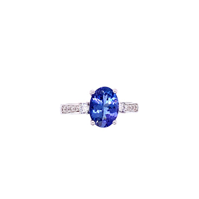 Tanzanite and Diamond 14kt Gold Ring/ 1.99ct/Tanzanite/ 0.20ct Diamond