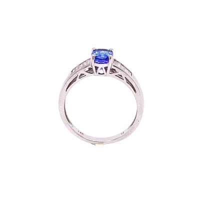 Tanzanite and Diamond 14kt Gold Ring/1.07 ct Tanzanite/ 0.25ct Diamond