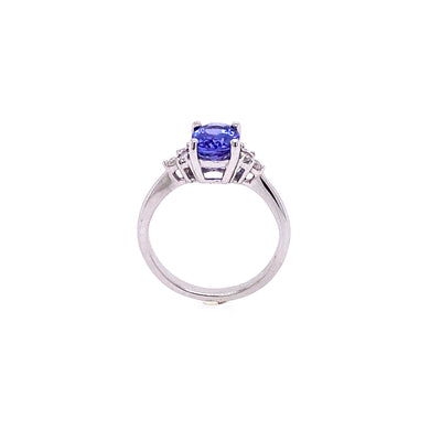 Tanzanite and Diamond 14kt Gold Ring/ Tanzanite 1.11ct/ 0.10 Diamond