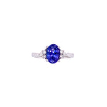 Tanzanite and Diamond 14kt Gold Ring/ Tanzanite 1.11ct/ 0.10 Diamond