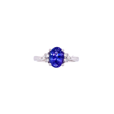 Tanzanite and Diamond 14kt Gold Ring/ Tanzanite 1.11ct/ 0.10 Diamond