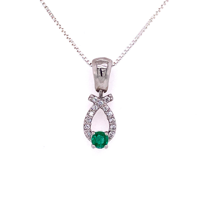 Colombian Emerald sterling silver Pendent/ 0.19ct