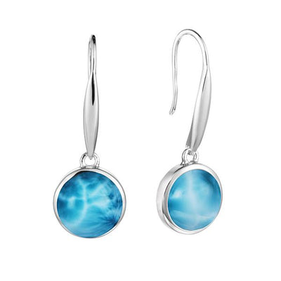 sterling silver larimar hook earrings