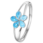 sterling silver larimar plumeria bangle