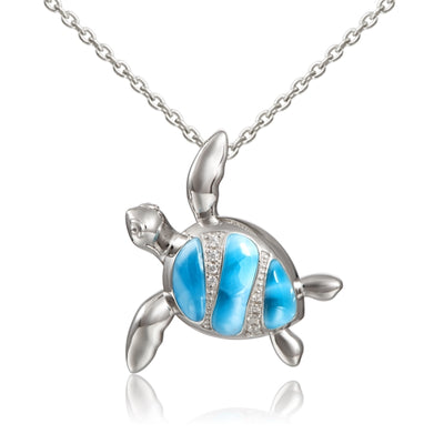 sterling silver Larimar Turtle Pendent