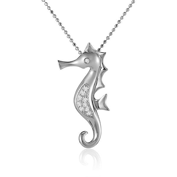sterling silver seahorse cubic zirconia pendant