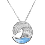 sterling silver larimar wave pendant