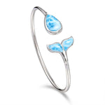 sterling silver larimar whales tail bracelet