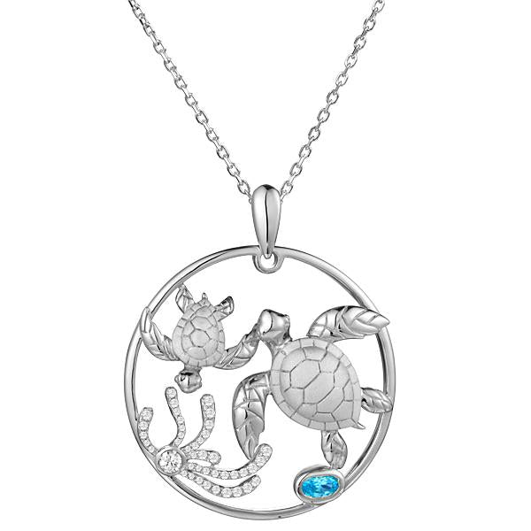 sterling silver mom baby turtle pendant
