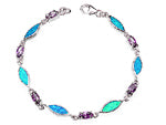 Opal Blue Lab/Amethyst sterling silver bracelets