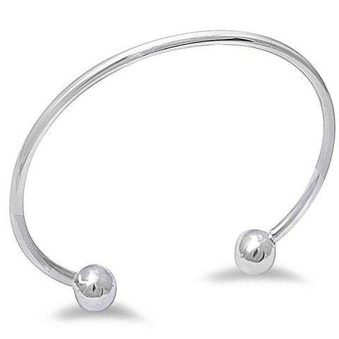 silver ball end bangle sterling silver bracelet