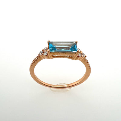 Blue Topaz and Diamonds Ring