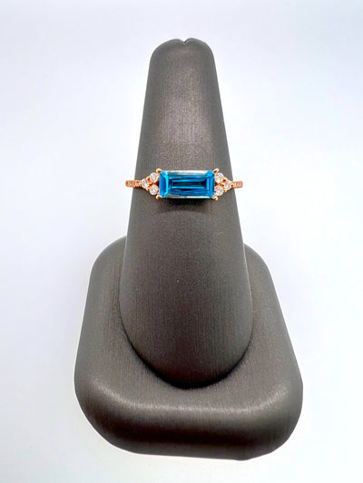 Blue Topaz and Diamonds Ring