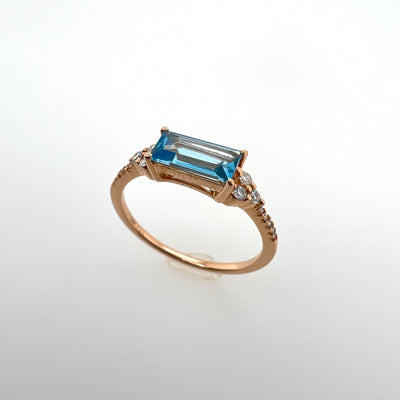 Blue Topaz and Diamonds Ring