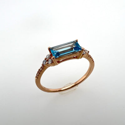 Blue Topaz and Diamonds Ring