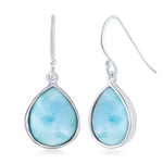 sterling silver teardrop larimar earrings