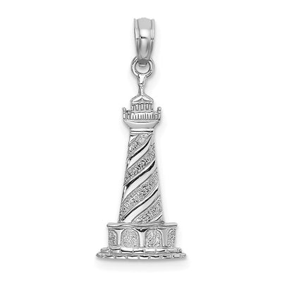 14K White Gold Cape Hatteras Lighthouse Charm