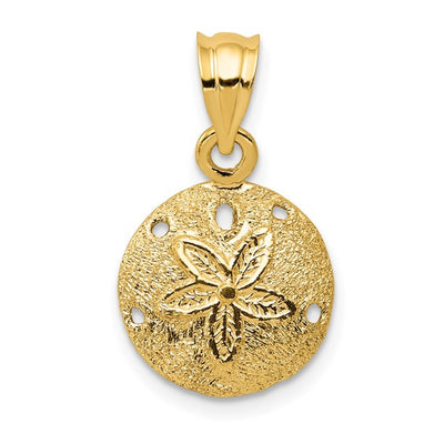 14K Solid Polished Laser-Cut Sand Dollar Pendant