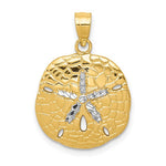 14K Rhodium Polished Sand Dollar Pendant