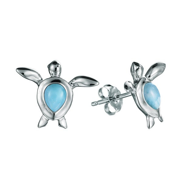 sterling silver larimar turtle earrings