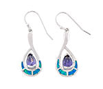 Opal blue lab sterling silver teardrop earrings