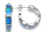 Opal blue lab sterling silver earrings