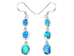 Opal blue lab sterling silver oval earrings