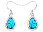Opal blue lab sterling silver tear drop earrings
