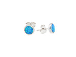 Opal blue lab sterling silver stud earrings
