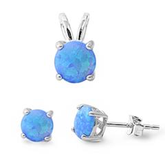 sterling silver lab opal earring and pendant set