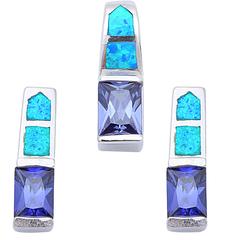 sterling silver lap opal earring and pendant set