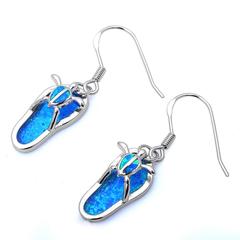 blue opal turtle beach sandal sterling silver earrings