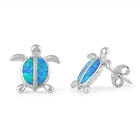 opal blue lab sterling silver turtle stud earrings
