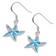 opal blue lab sterling silver starfish earrings