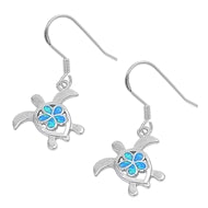opal blue lab sterling silver turtle earrings