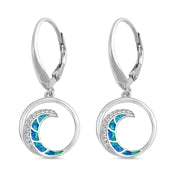 opal blue lab sterling silver wave earrings