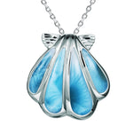 sterling silver larimar shell pendant